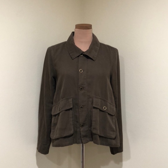 O’Neill Utility Jacket Size Small Olive Green Cotton Ramie Linen Blend - Picture 2 of 10